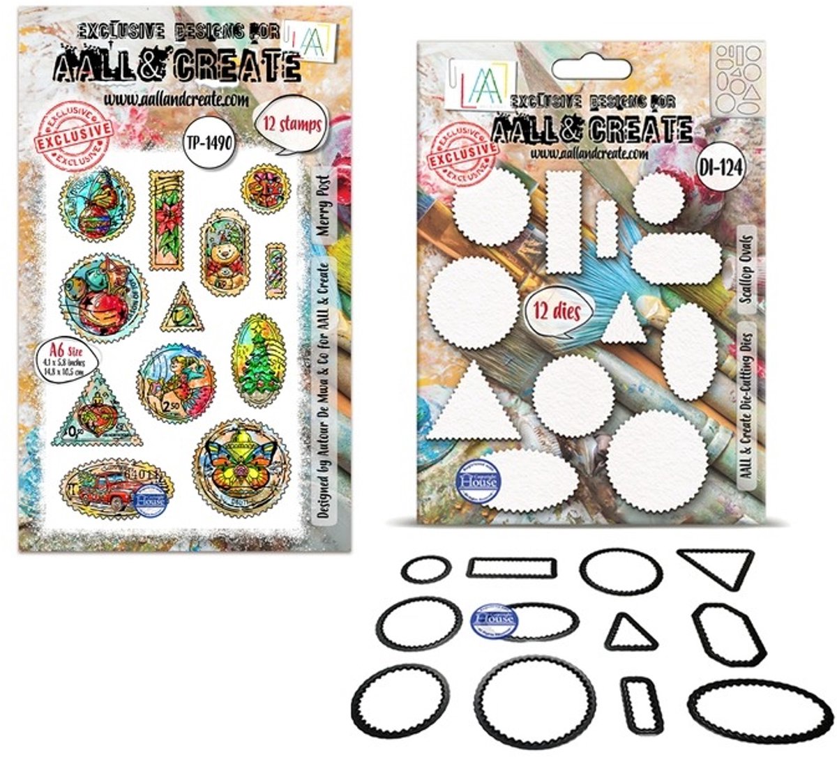 Aall & Create A6 clearstamp & Dies - Christmas ovals