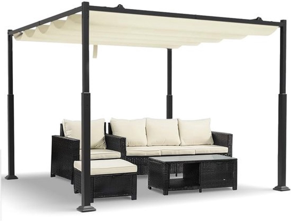 Pergola 3x3 m - paviljoenoverkapping - uitschuifbaar dak