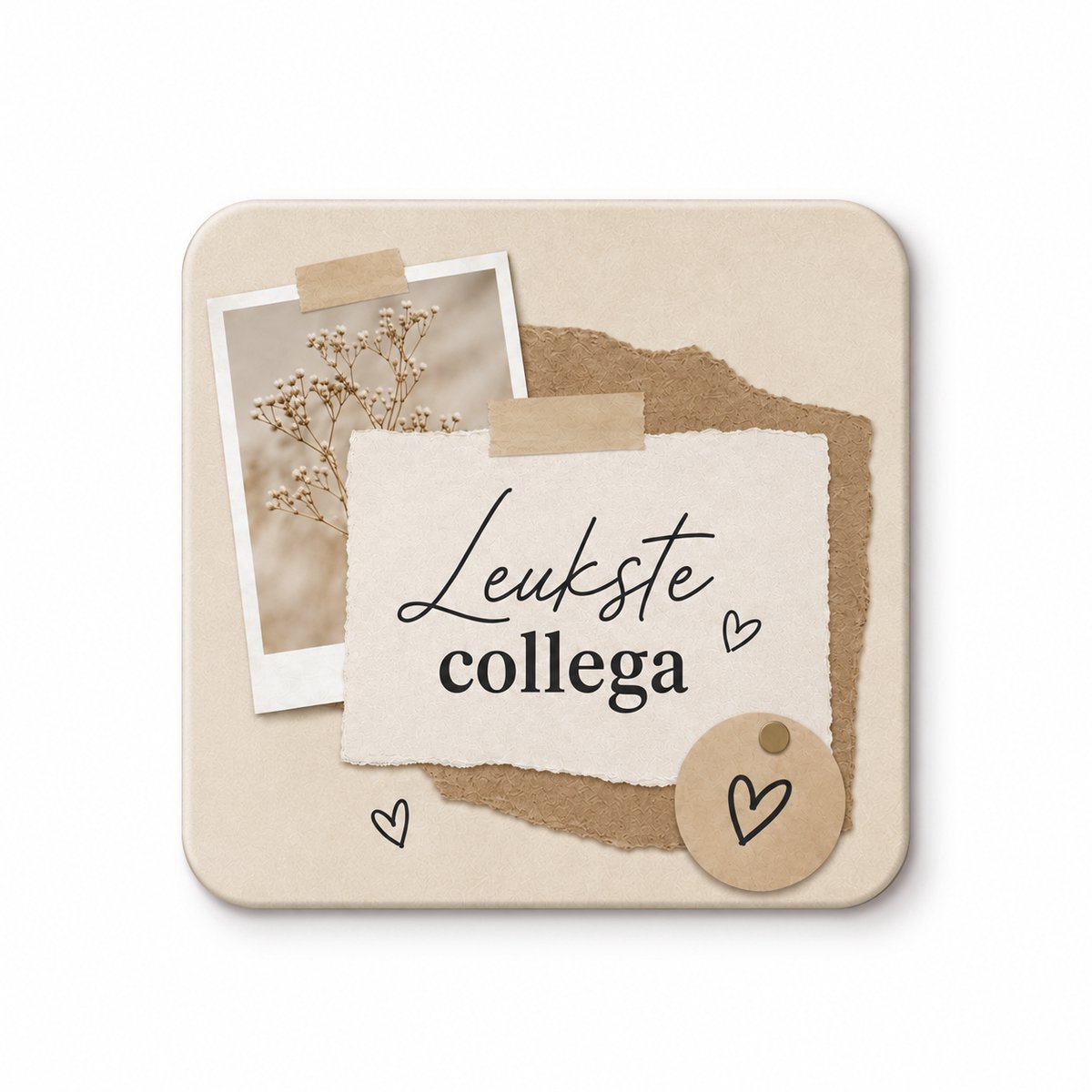 Leukste Collega MDF onderzetter – 10 x 10 cm – Cadeau voor Collega – Bedankje Werk – Onderzetter