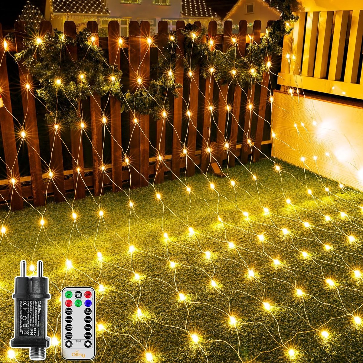 SnelShoppen - Buitenverlichting 3x2m met 200 LED Lichten Warm Wit, Afstandsbediening en Timer, Waterdichte Tuinverlichting met 8 Verlichtingsmodi voor