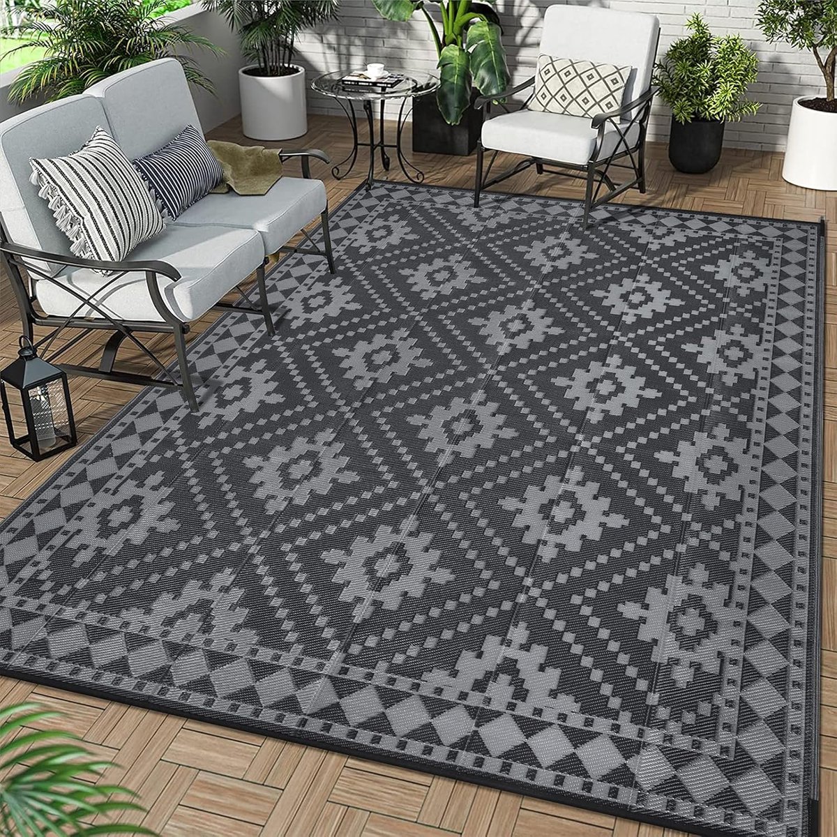 SnelShoppen - Grote Waterdichte Buitentapijt 180 x 270 cm, Recyclebaar Plastic, Dubbelzijdig, Tuin, Patio, Picknick, Zacht en Duurzaam