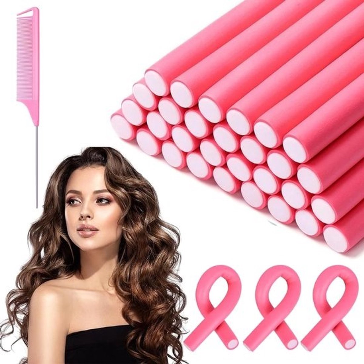 Flexibele krulijzer zonder hitte - 30 stuks - 240 mm - 14 mm diameter - schuimrollers voor nachtelijke krullen