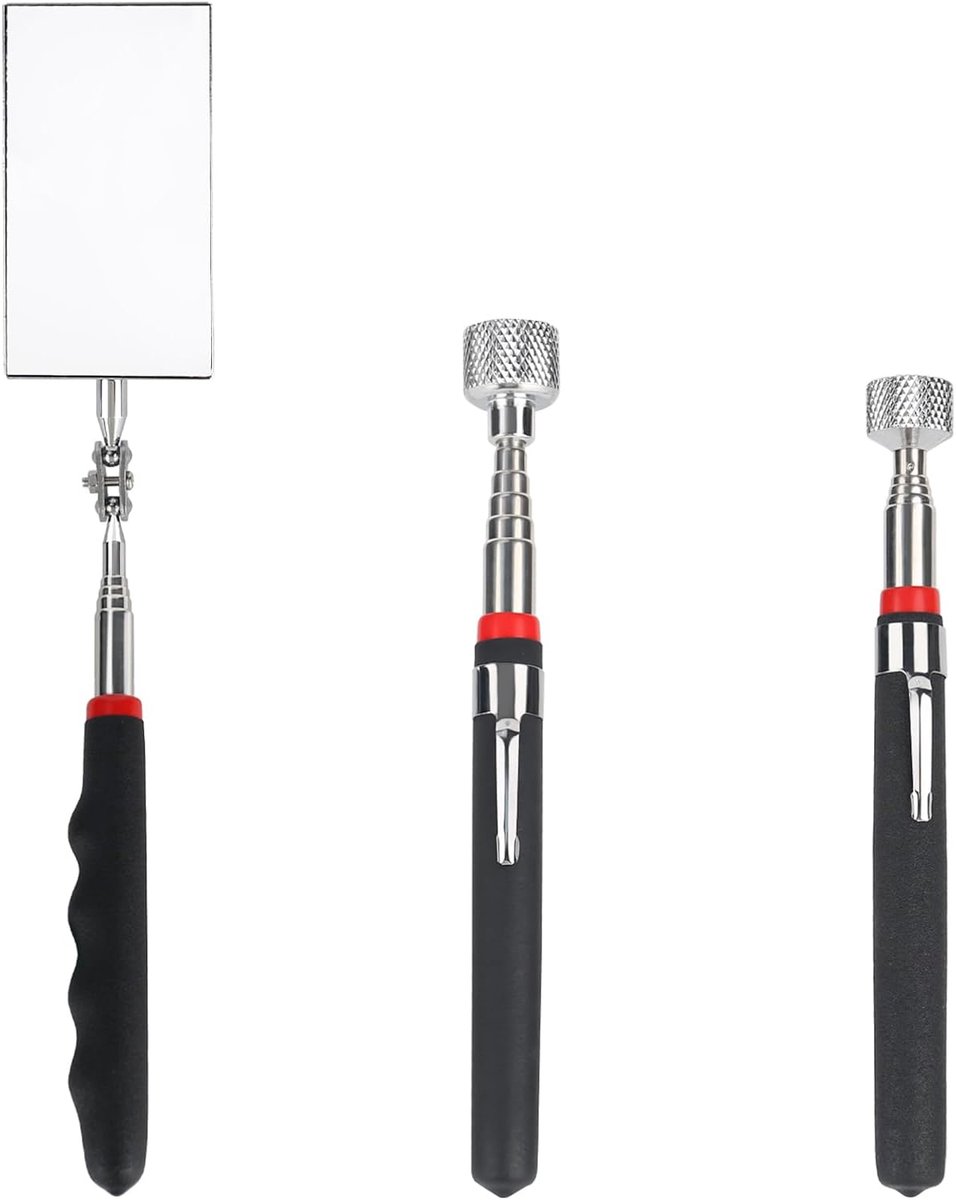 Inspectiemirror telescopisch - 3 stuks - RVS - 360 graden draaiend - perfect voor extra observatie - ShopVlot