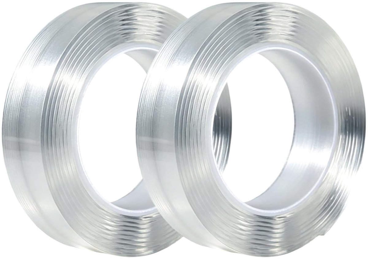 Dubbelzijdig plakband 5 m x 20 mm - transparant - afneembaar en residuvrij - ideaal voor wandbevestiging - ShopVlot