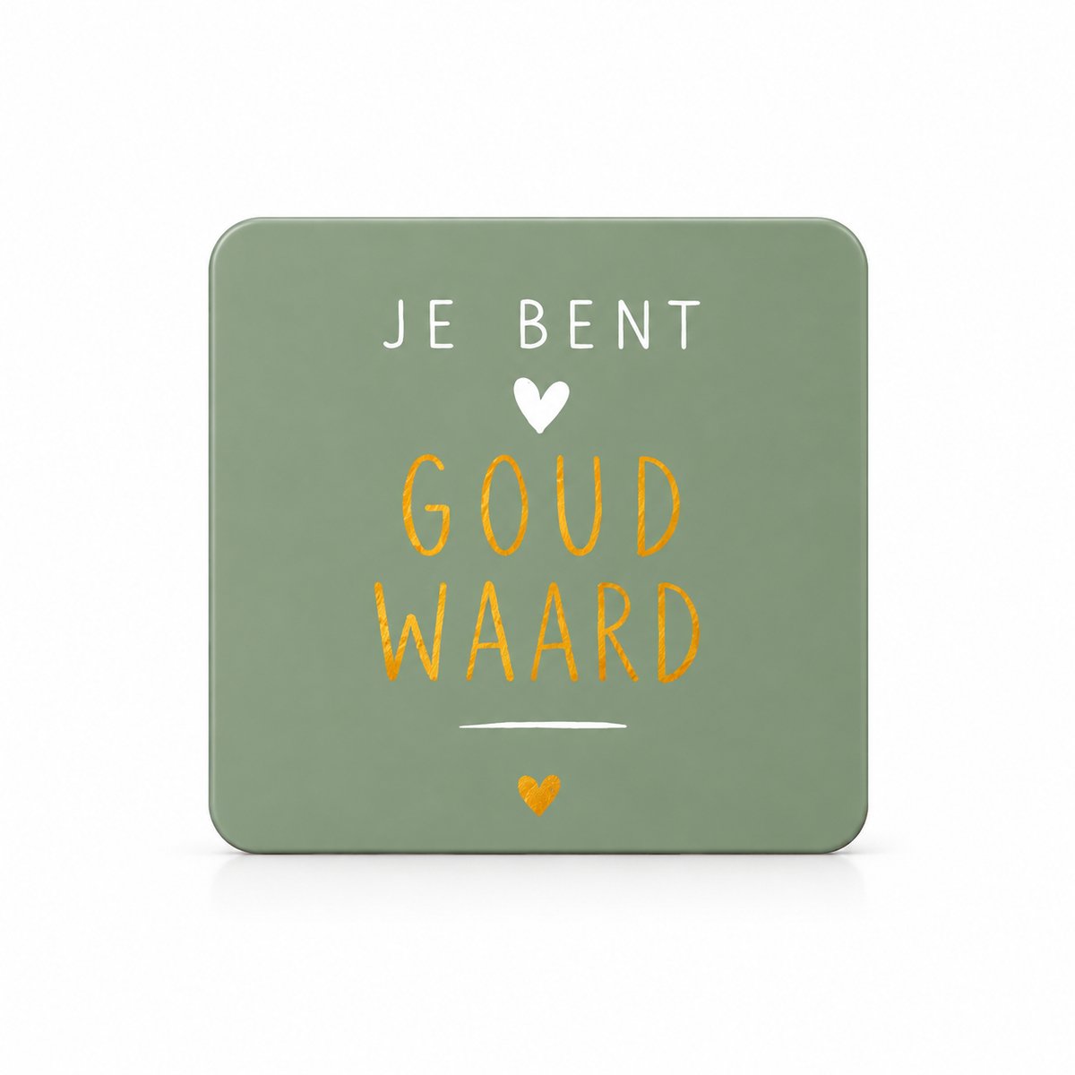 Koelkastmagneet MDF Je Bent Goud Waard – Groen/Goud – 9 x 7 cm – Magnetisch Bedankje
