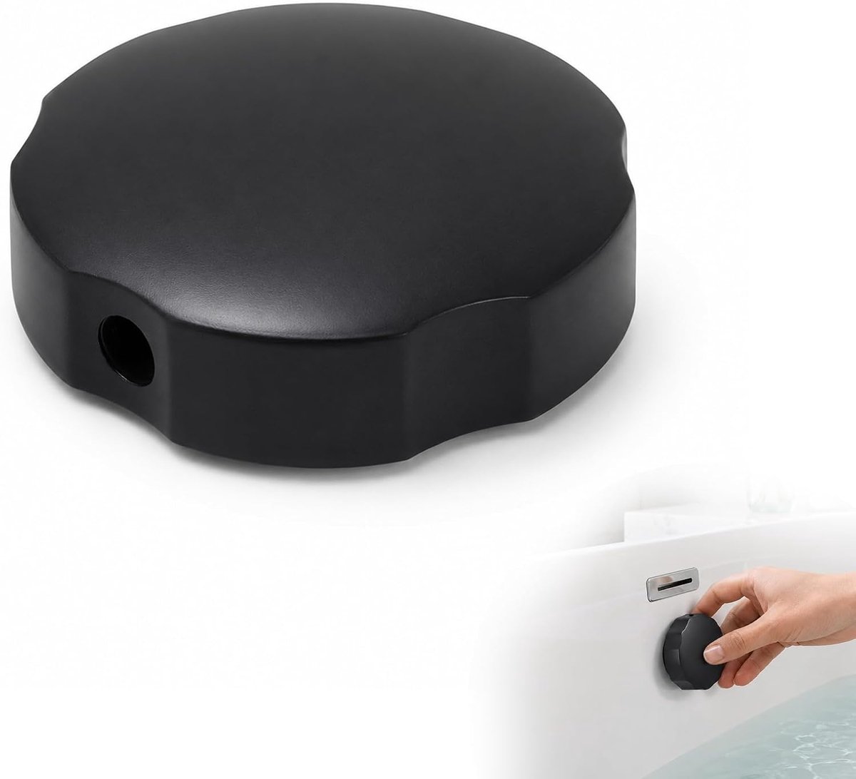 Zolara 1 zwarte badkuipstop, afvoerstop, 8 x 8 x 3 cm, compacte accessoires voor afvoer en afvoergarnituur, accessoire - ShopVlot