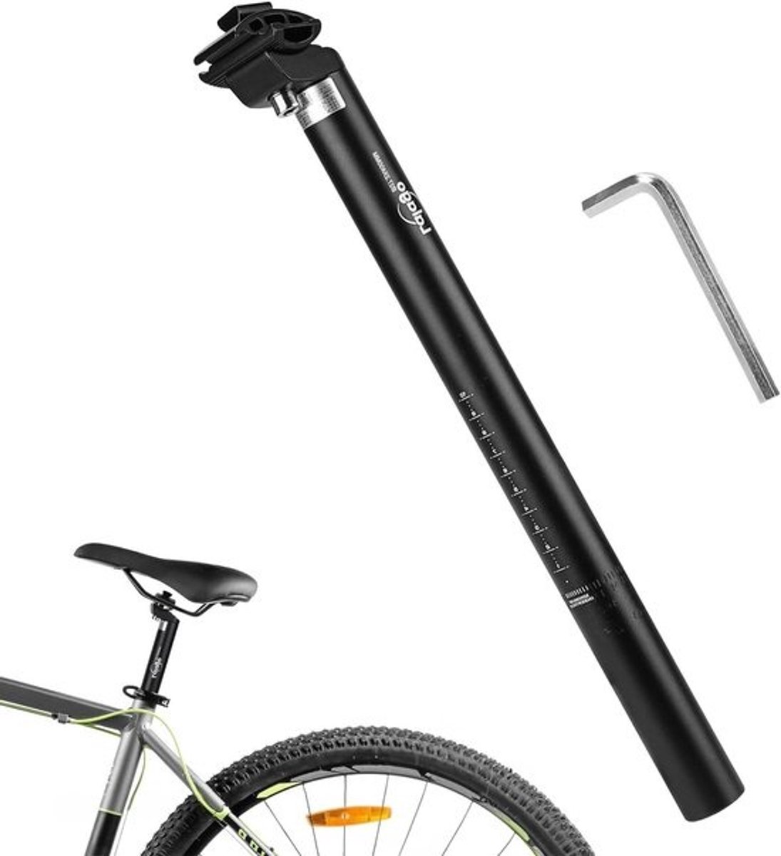Aluminium fietszadelpen 400 mm - lichtgewicht en duurzaam - verstelbare zadelhoogte