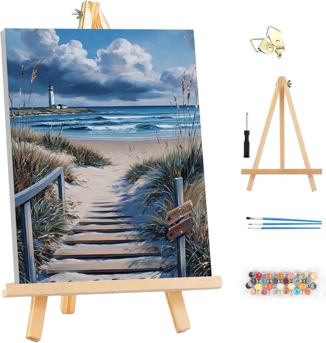 Paint by Numbers Kit 25x35cm - DIY Canvas Schilderen - Inclusief Lijst en Easel - Perfect voor Thuisdecoratie - ShopVlot