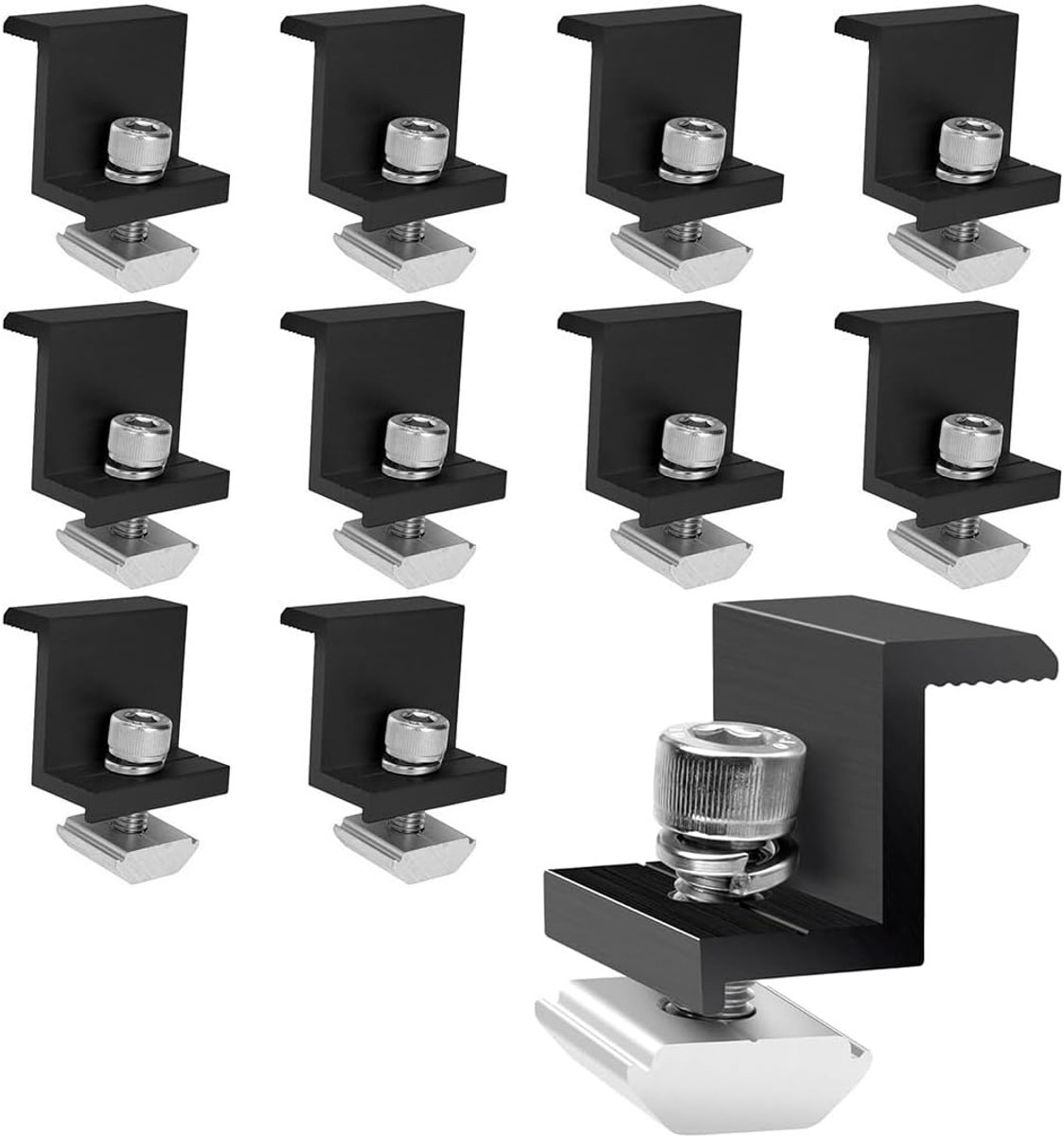 Module Clamps, Solar Panel, End Clamps, 30 mm, Black, for PV Photovoltaic Solar Holder, Solar Holder, Center Clamp - ShopVlot