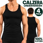 Calzera 4 Pack Onderhemden - Hemden heren - Premium Kwaliteit - Onderhemd heren - 100% Gekamd Katoen - Zwart - Maat XXL