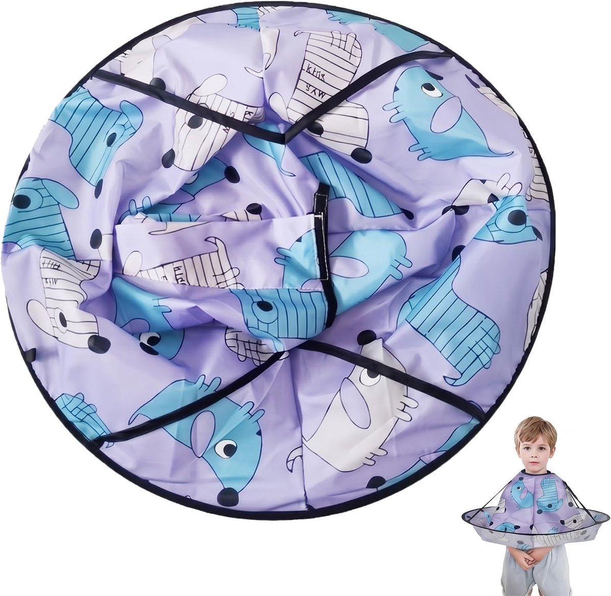 Kinderkapperscape, haarknipcape met paraplu-achtig ontwerp en haarvanger, polyester schort voor thuis en in de salon - ShopVlot