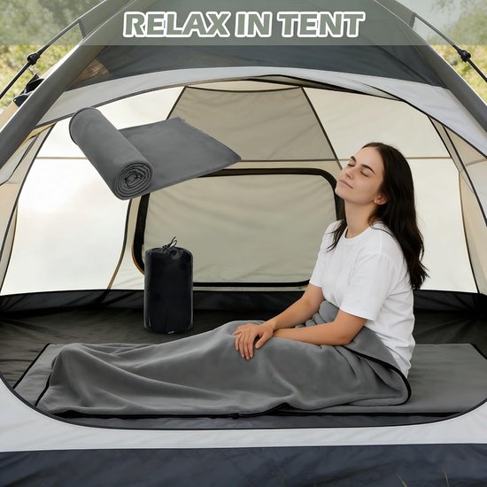 Katoenen huttenslaapzak met ultralichte binnenslaapzak van polarfleece, 180 x 80 cm, ideaal voor kamperen, wandelen en hostels — afbeelding 4