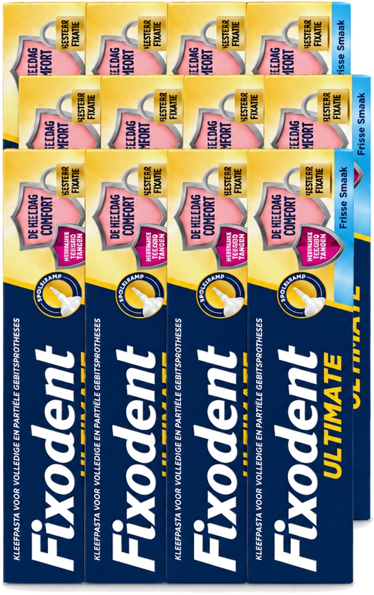 12 x Fixodent – Kleefpasta – Ultimate Fresh – 40 g - Voordeelverpakking - 12 stuks