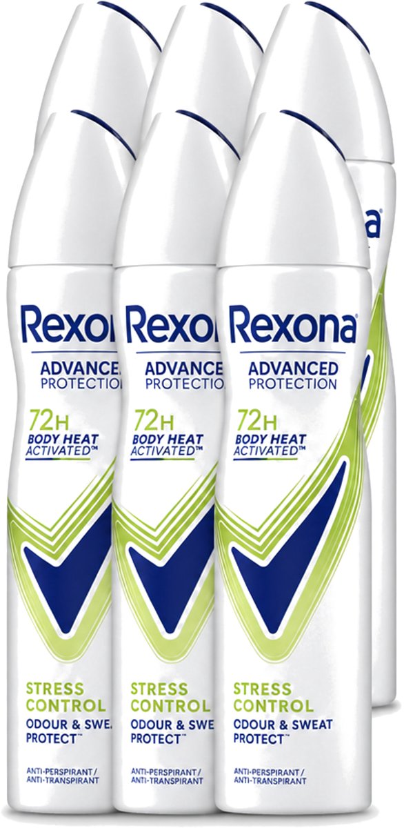 6 x Rexona – Deodorant Spray – Advanced Protection Stress Control – 150 ml - Voordeelverpakking - 6 stuks