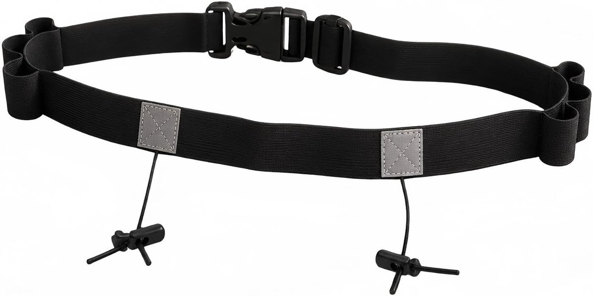Verstelbare loopgordel - met nummerkleedbevestiging - 6 gelringen - Anti-slip nummerkleedbevestiging - voor triathlon, marathon, fietsen - zwart - 92*2.5cm