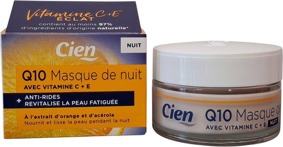Cien Q10 Éclat Anti-Rimpel Nachtmasker met Vitamine C + E voor Dames 50 ml