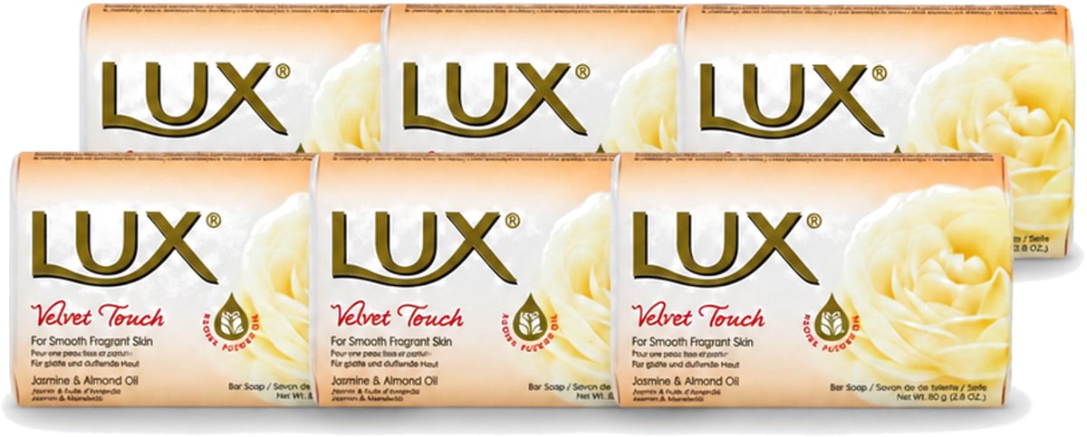 6 x Lux - Zeep - Velvet Touch - Hydraterend - Voor Geurige Huid - 80 g - Voordeelverpakking - 6 stuks
