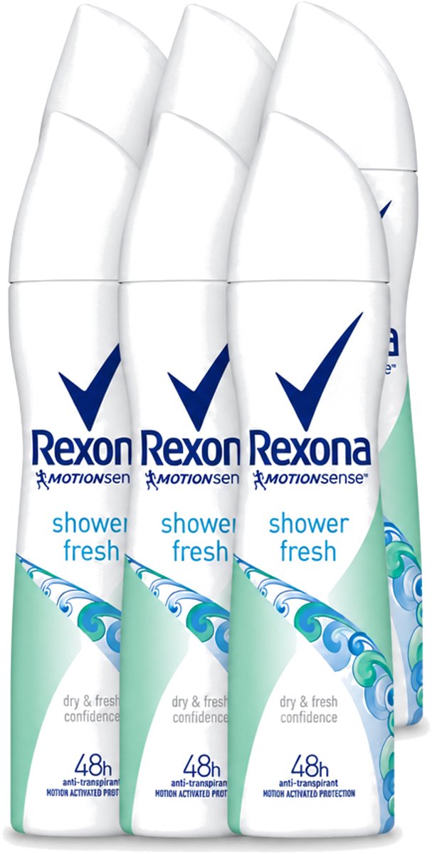 6 x Rexona - Shower Fresh - Deodorant Spray - Anti-transpirant - 150 ml - Voordeelverpakking - 6 stuks
