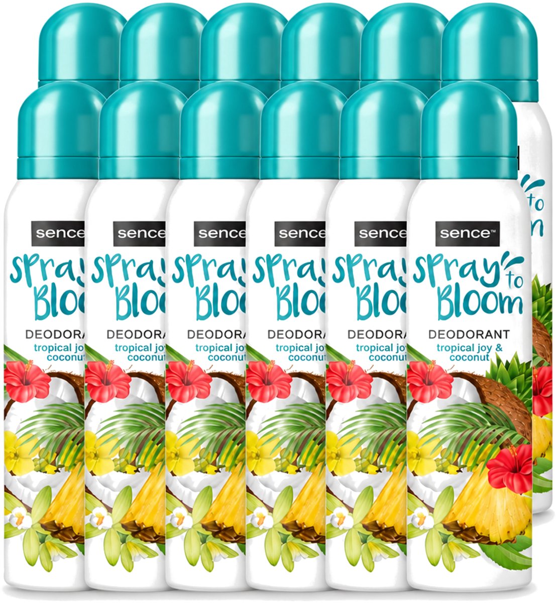 12 x Sence - Tropical Joy & Coconut - Deodorant - Exotisch - 150 ml - Voordeelverpakking - 12 stuks