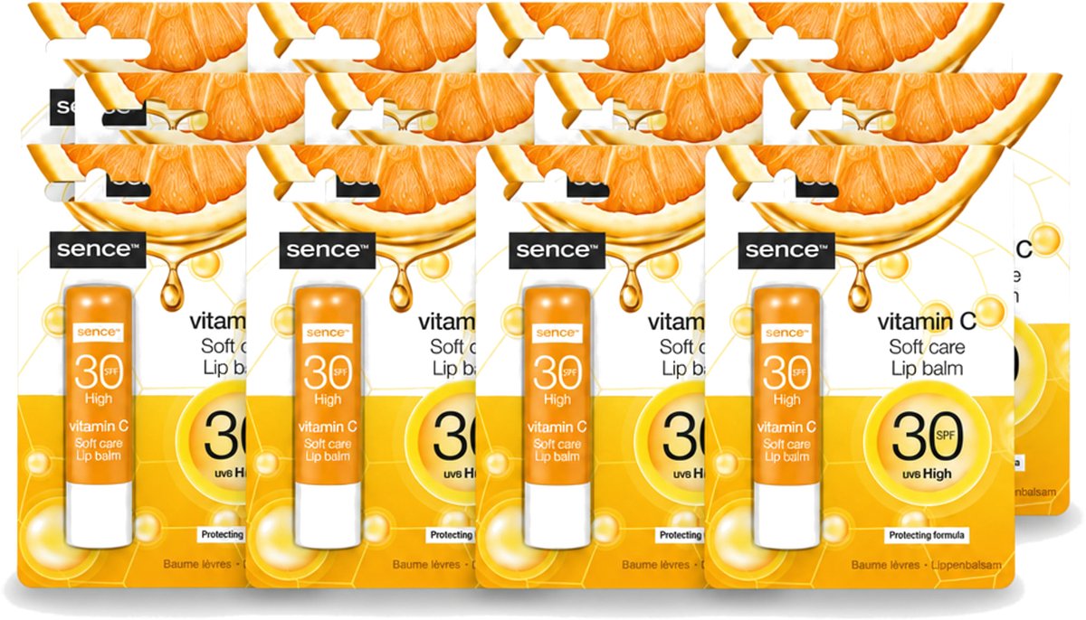 12 x Sence - Soft Care Vitamin C - Lippenbalsem - Hydraterend - 4,3 g - Voordeelverpakking - 12 stuks