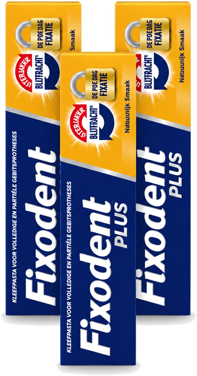 3 x Fixodent Plus – Kleefpasta – Dual Power – 40 g - Voordeelverpakking - 3 stuks