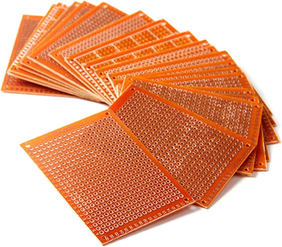 Bakelite Prototyping board, 20 stuks, 5 x 7 cm, 94HB, gesoldeerd, prototype, PCB board, printplaat, afstand van de gaten 2,54 mm