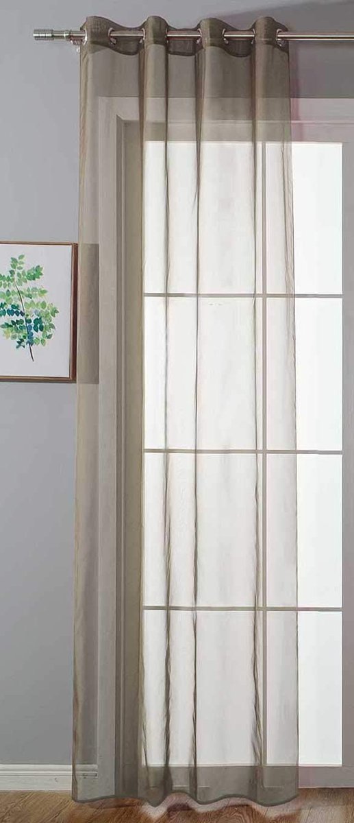 Transparant »Uni« gordijn HxB 225x140 cm Nougat Stores gordijn ogen loodband sluiting woonkamer, 20332-cn
