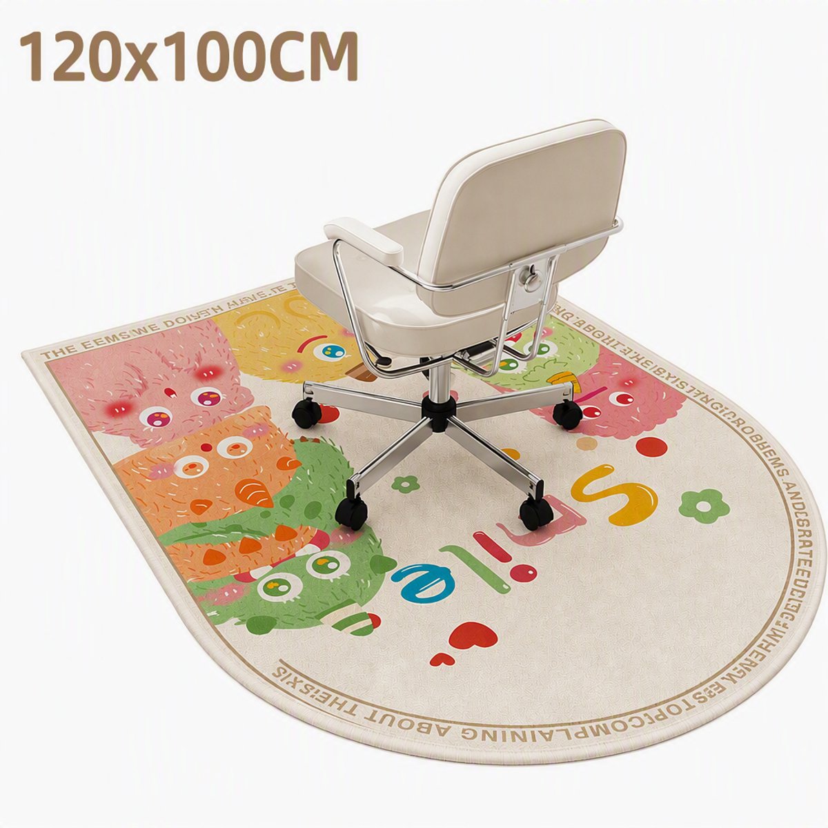 TEKROA® Vloerbeschermers - Bureaustoelmat 120 x 100cm - Antislip - Wasbaar - Geluiddempend - Met een cartoonpatroon - Beschermt harde vloeren Woonkamer, kantoor & slaapkamer