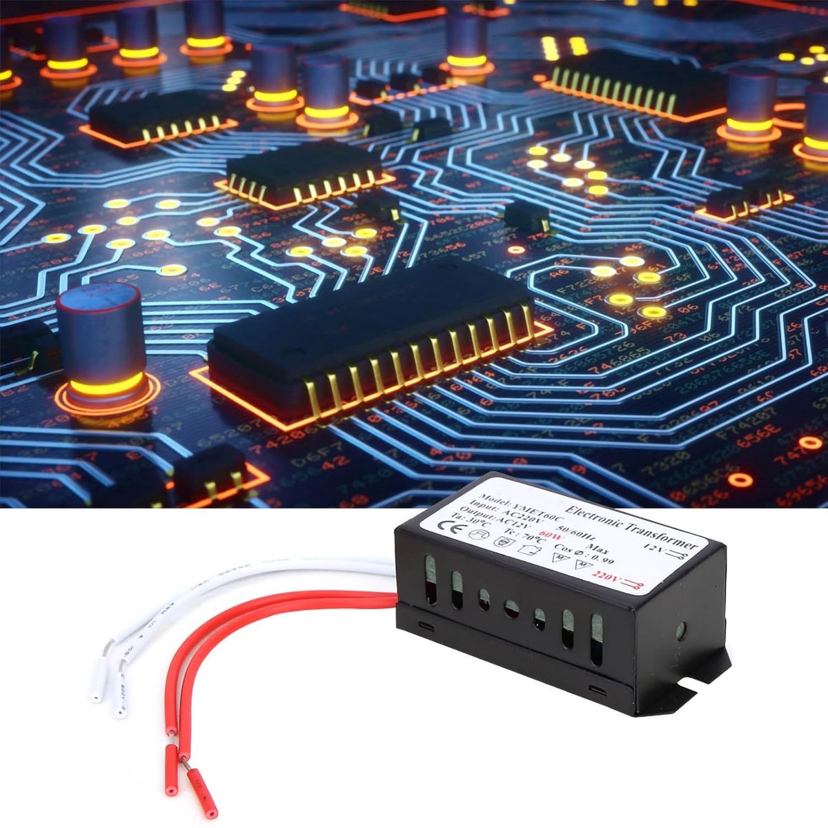 Transformator 220V naar 12V 60W Voeding, Dimbaar voor LED Verlichting en Laagspanningsapparaten