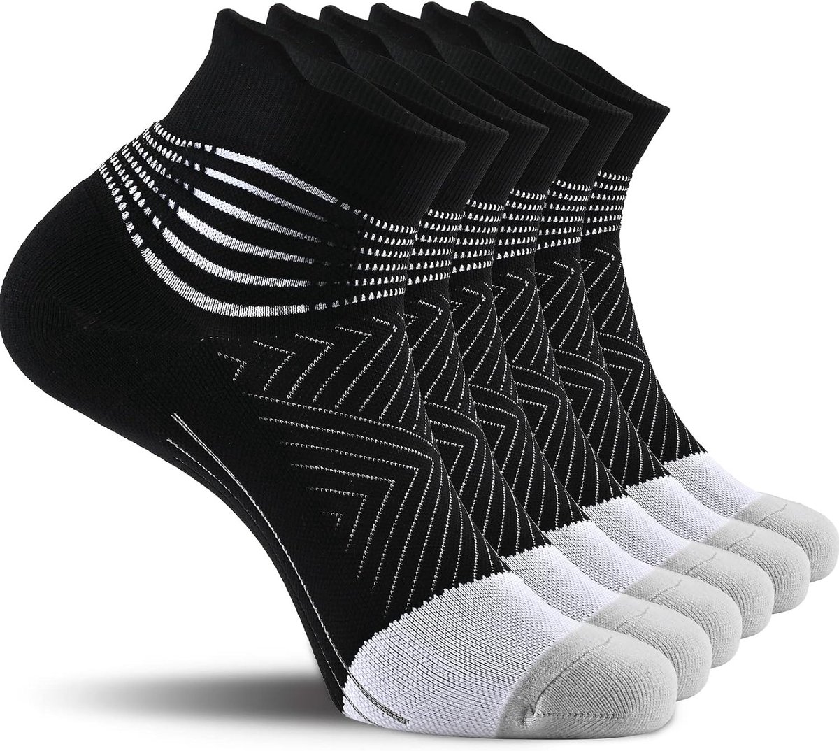 Compressiekousen voor dames en heren, compressiesokken, enkelsteun, compressiesokken voor plantaire fasciitis, 3 paar, vochtafvoerend