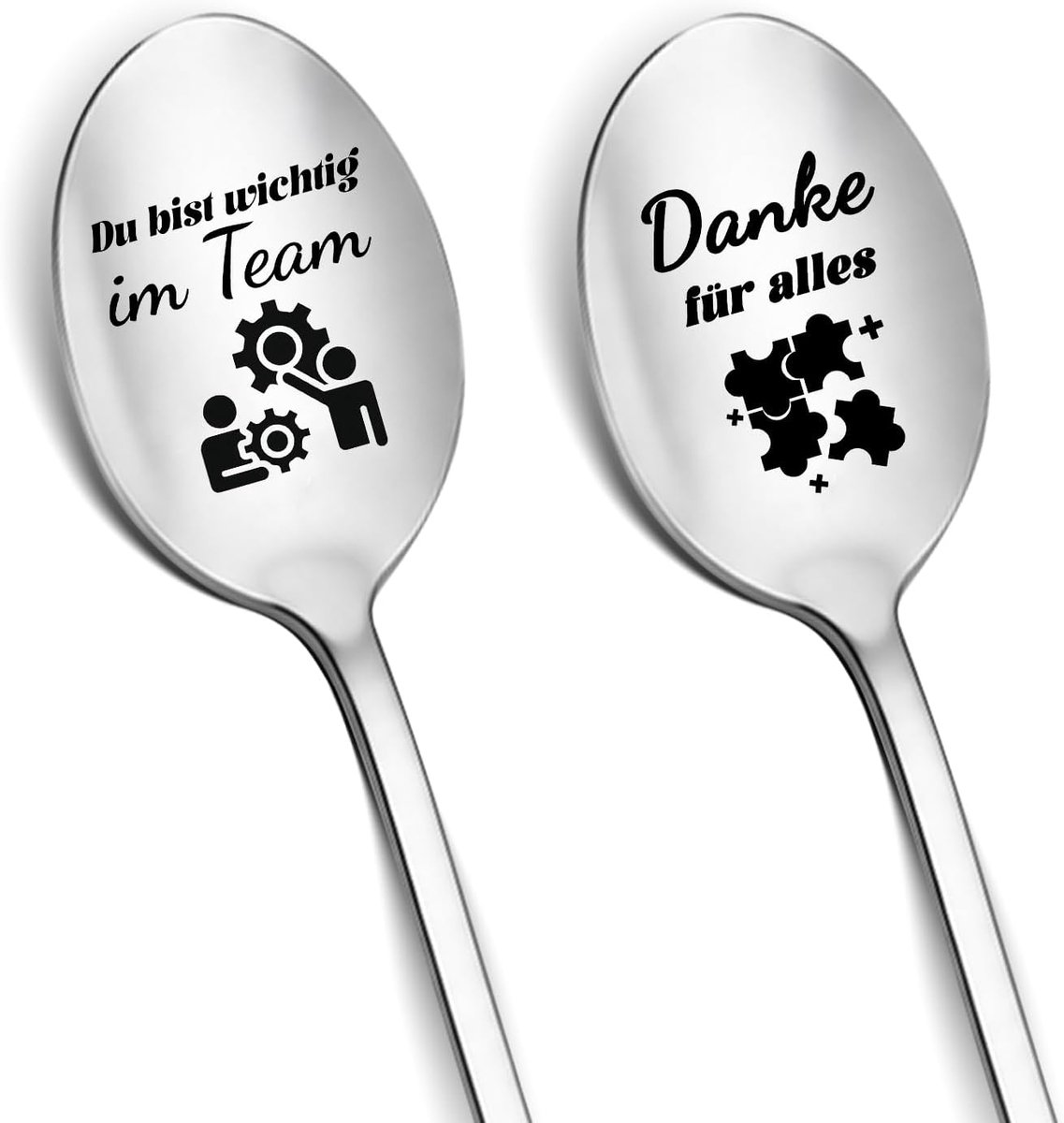 Bedankgeschenken voor collega's, 2 koffielepels met gravure "Du Bist Wichtig im Team", favoriete collega's, bedankje-teamgeschenken, collega's, medewerkers, opvoeders afscheidscadeau