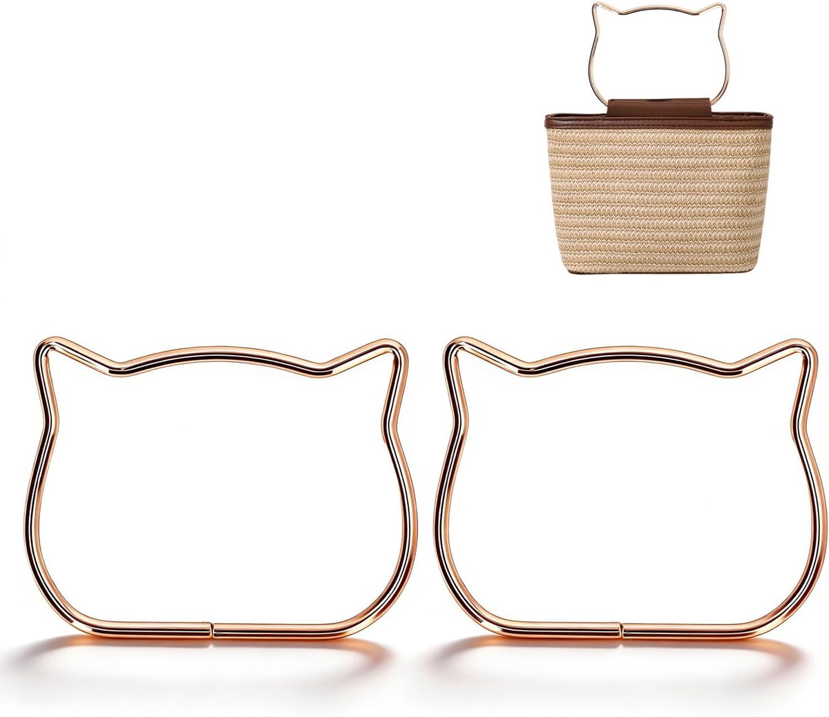 2 stuks metalen portemonnee handvat, schattige prachtige kattenoren doe-het-zelf handtas handgrepen frame vervanging voor tas doe-het-zelf maken, portemonnee maken, handvat vervanging (4,1 x