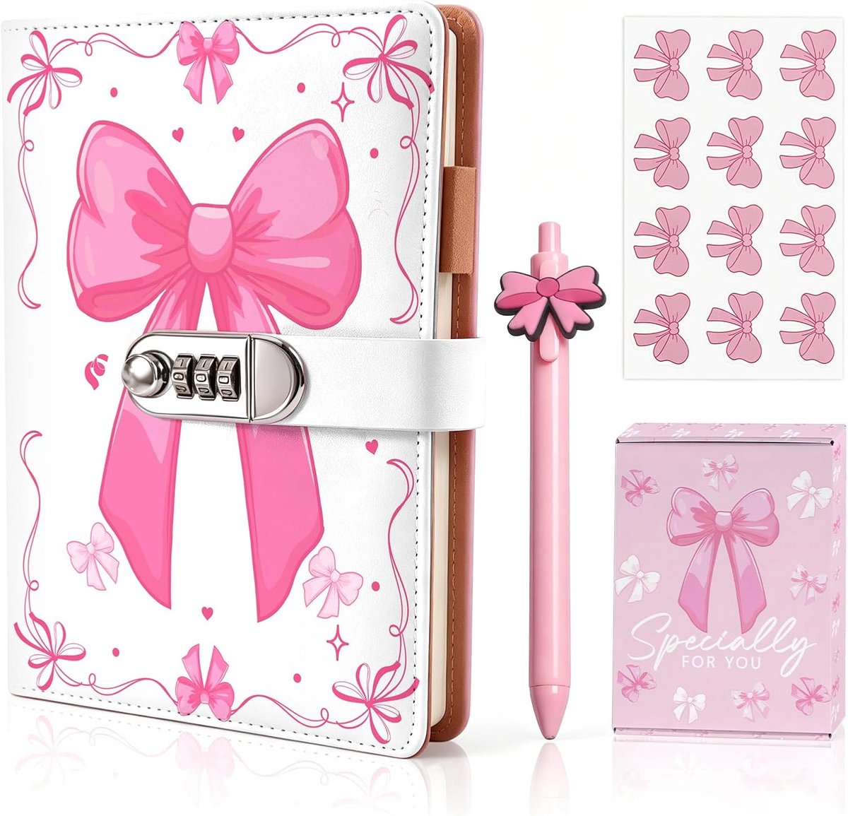 MaciRept Girls Diary with Lock Diary Girls Birthday Gifts for Girls 9 10 11 12 13 14 15 16 Years Bow Code Pen Notebook - ShopVlot
