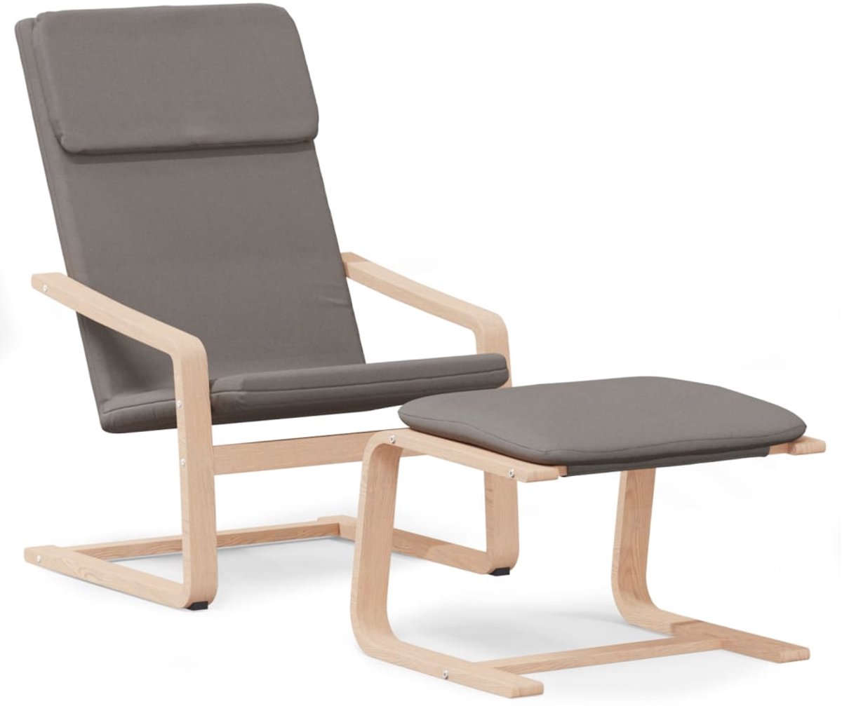 vidaXL Relaxstoel - met - voetenbank - stof - taupe