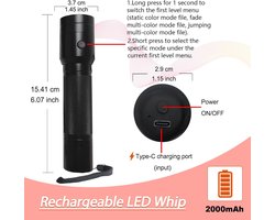 CHINLY LED Fiber Optic Whip Rechargeable APP Control Dance Space Whip Super Bright Light 40 Color Effect Mode 360° - ShopVlot