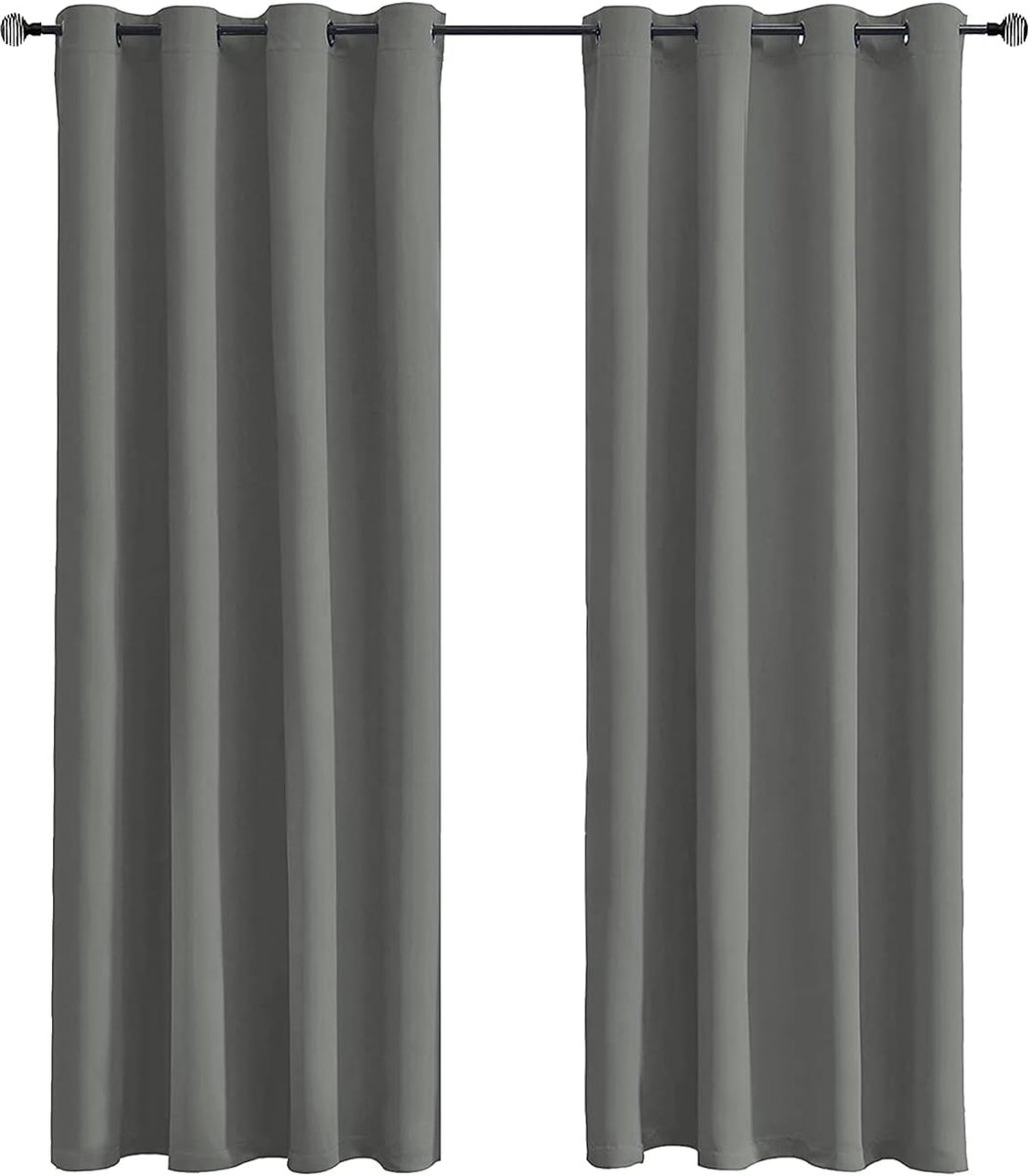 Curtains Blackout Curtain Curtains Opaque Curtain Bedroom with Eyelets, 1 Piece (Grey, 100 x 120 cm) - ShopVlot