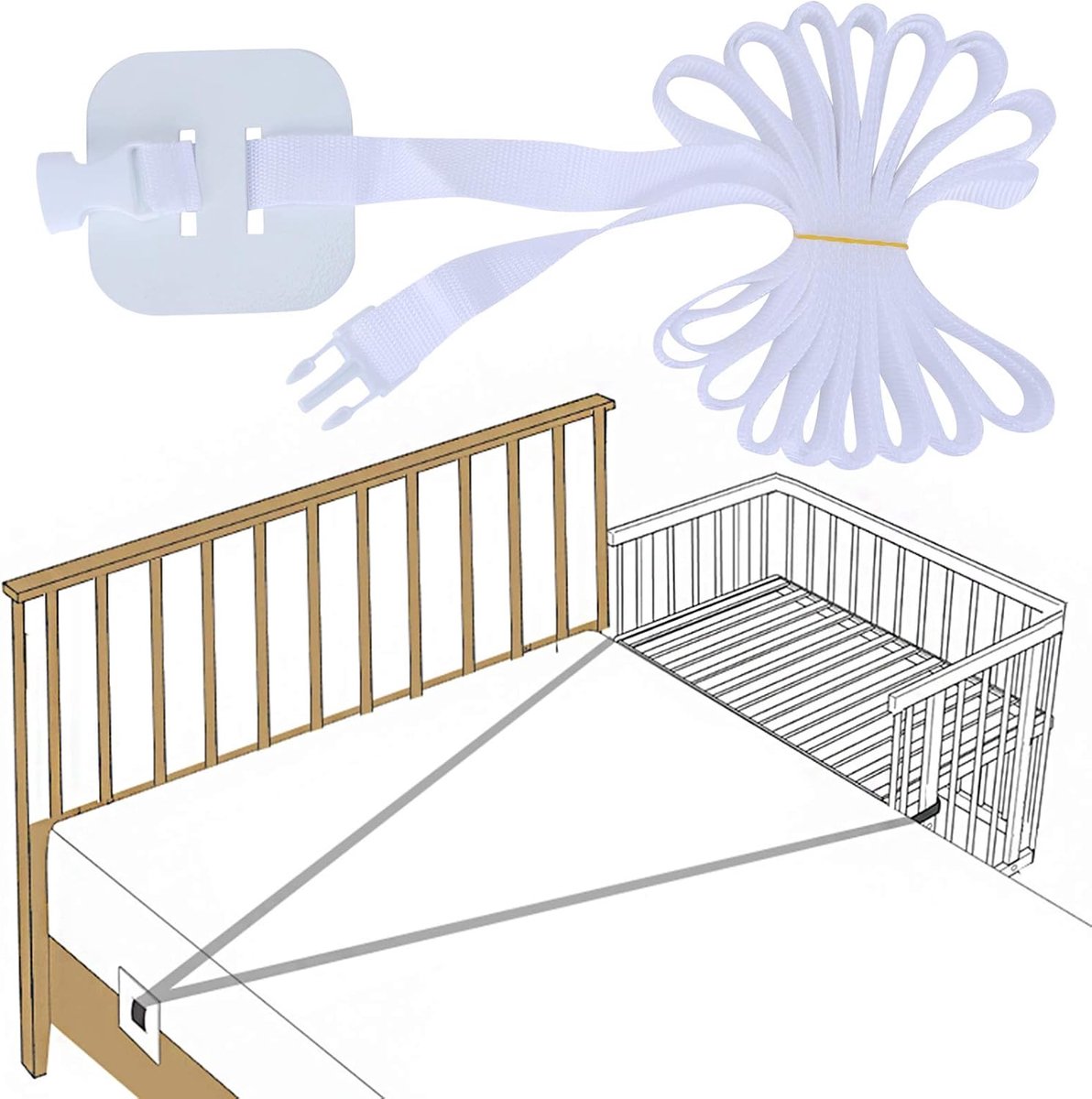 Belt for Cot, Side Bed, Attachment, Box Spring Bed Belt, Fixed Belt for Cot, Side Bed, Baby Box Spring Belt - ShopVlot