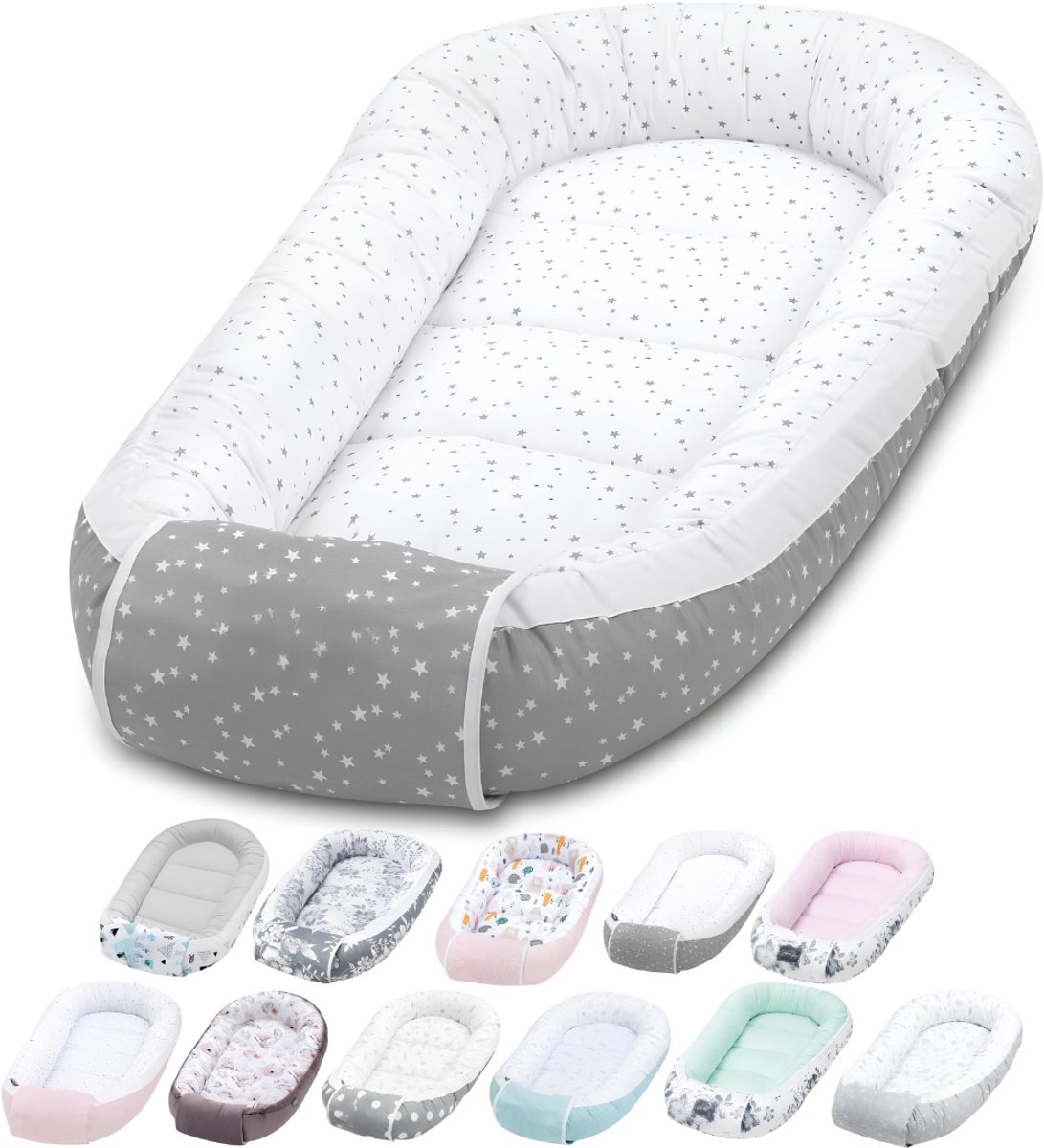 SP® Babynestje - Baby Nestjes - Babynest - Grijs/Wit - 90cm x 60cm x 12cm