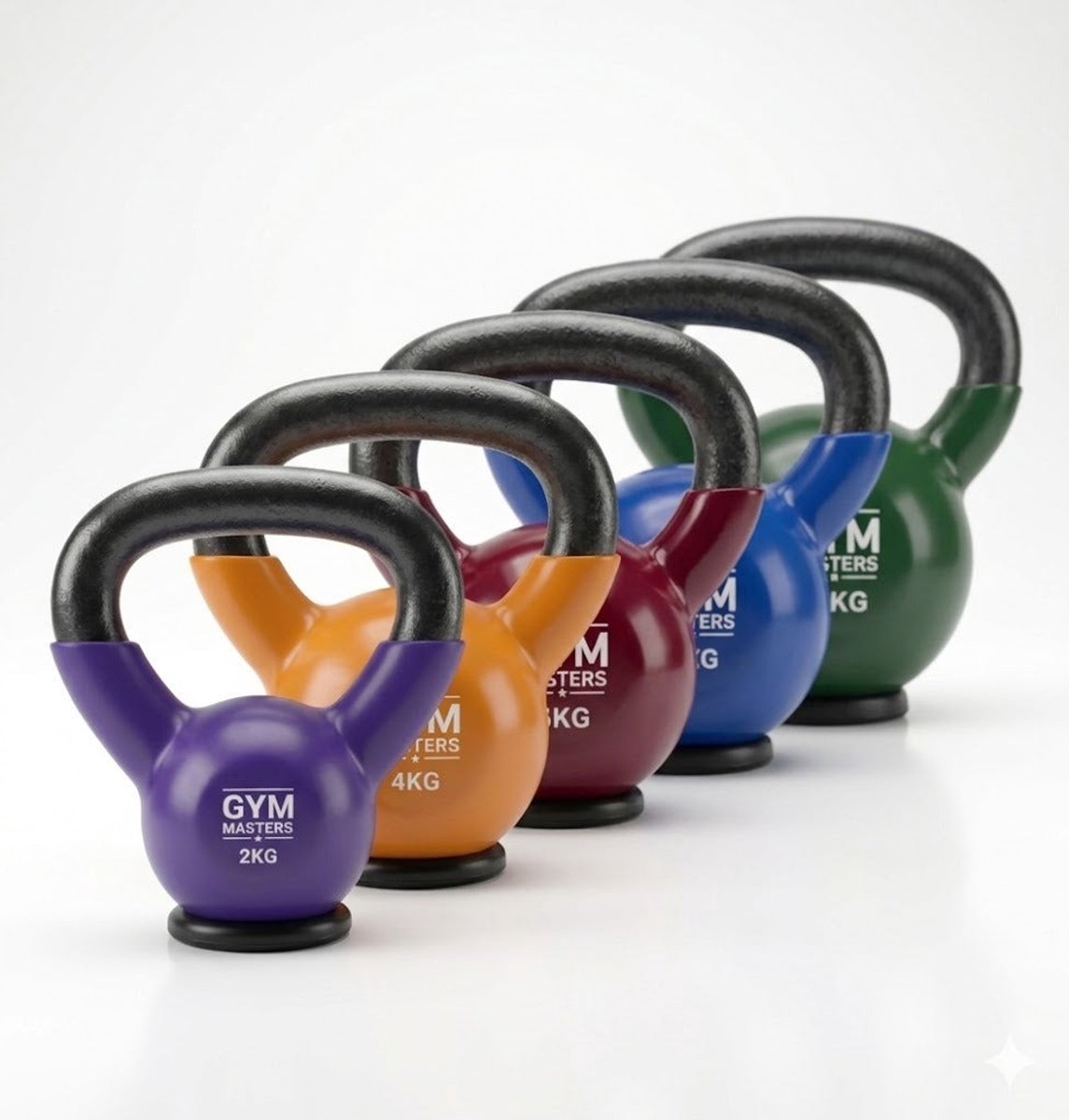 Gym Masters Kettlebell Set 2-4-6-8-10 kg – Complete Fitness Set – Vinyl Kettlebells – Rubberen Bodem – Optimale Vloerbescherming & Veilig Trainen