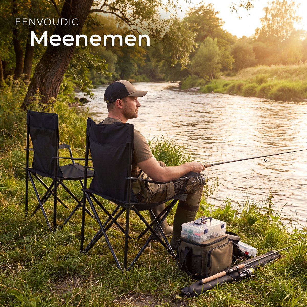 tectake® Set van 2 Campingstoelen - Klapstoel - Opvouwbare Visstoel met Armleuning en Bekerhouder - Inclusief Draagtas - Comfortabele Stoel voor Balkon, Tuin, Festival, Camping - Maximale belasting 100 kg - Afmeting (BxDxH) 80 x 48 x 84,5 cm - Zwart — cadeau in Sport & Outdoor - foto 6
