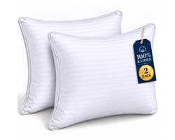 Katoenen Hoofdkussen - 2 Stuks - Hotelkussen - Hoofdkussens - Kussen - Pillow - Ergonomisch Hoofdkussen - Hoofdkussen Nekklachten - Kussens - Voor Rug-, Buik- en Zijslapers - Slaapkussen - Zacht en Comfortabel