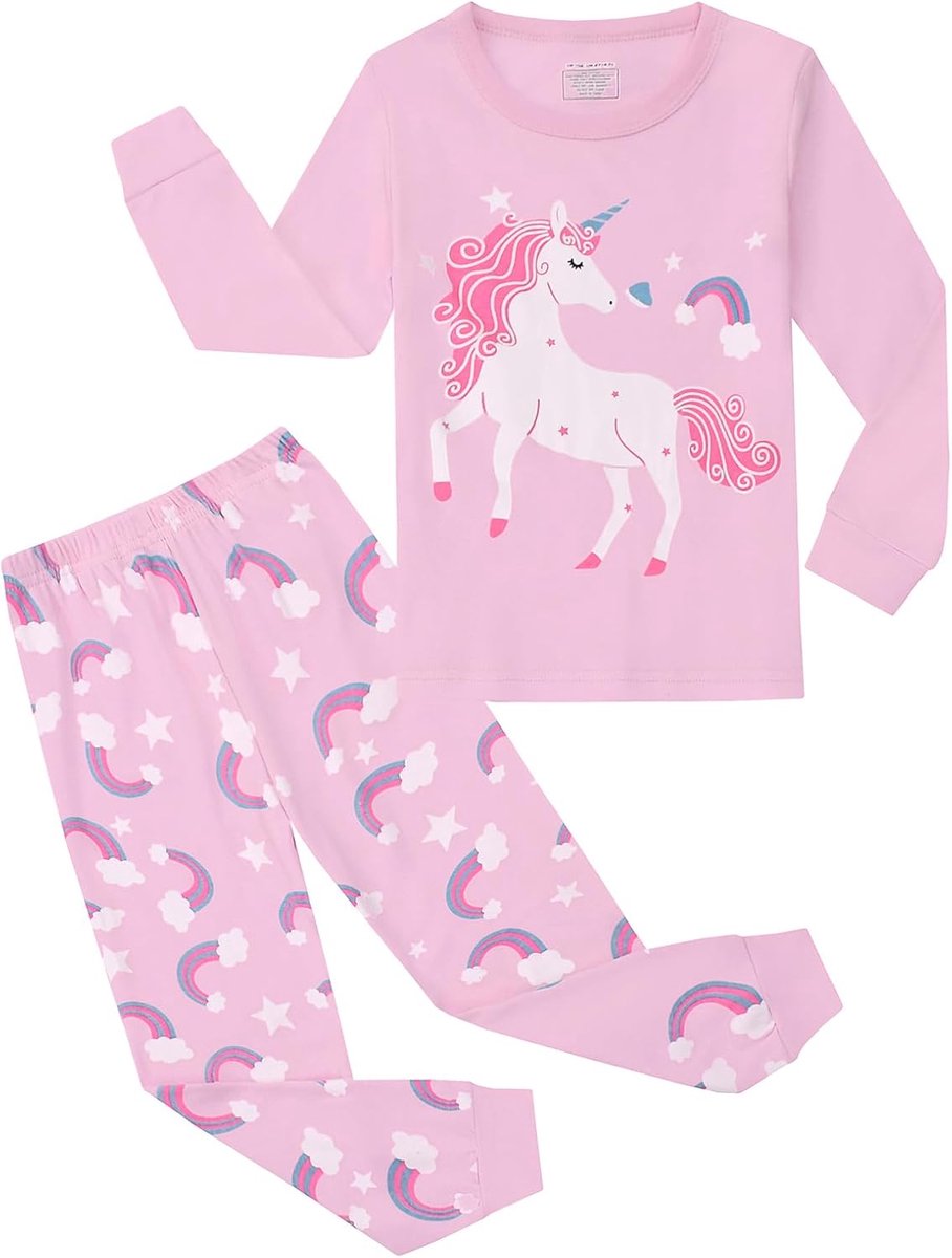 Pyjama Meisjes Eenhoorn Kinderpyjama Katoen Lange Mouw Pyjama Set 3-13 Jaar