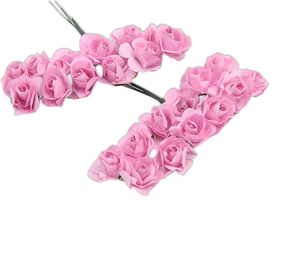 144 mini-rozen van papier voor gastgeschenken, verpakking voor kunstbloemen om te knutselen (roze)