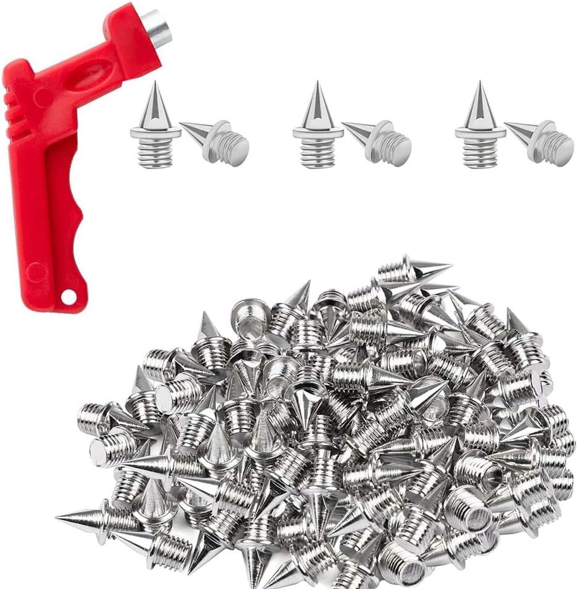 Schoennagels 6 mm, 50 stuks Rivet Cône, nagels voor sportschoenen, nagels, duimen, vervangende noppen voor sport, licht, training, sleutels, wordt geleverd met een nietjesverwijderaar