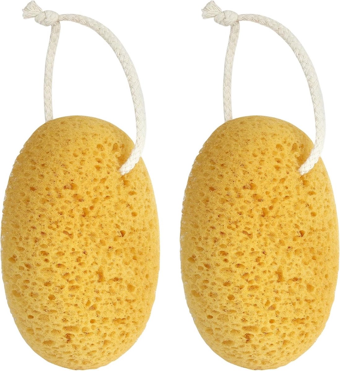 Zachte Natuurlijke Bad Sponsen, 2 Stuks Exfoliërende Sponsen voor Volwassenen en Kinderen, Dichte Schuim voor Een Gladde Huid, Groot Formaat en Curvy Ontwerp