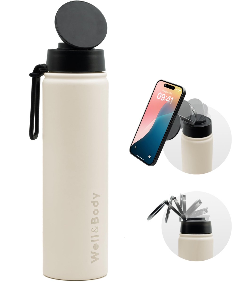 Geïsoleerde fles 750 mL - dubbelwandig roestvrij staal - MagSafe-compatibel - ideaal voor fitness - ShopVlot