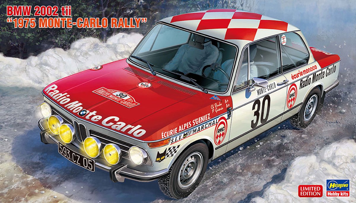 Hasegawa Modelbouwpakket Auto - 20516 BMW 2002 tii 1975 Monte-Carlo Rally - Duitse Rallyauto Plastic - 1:24 - Modelbouw