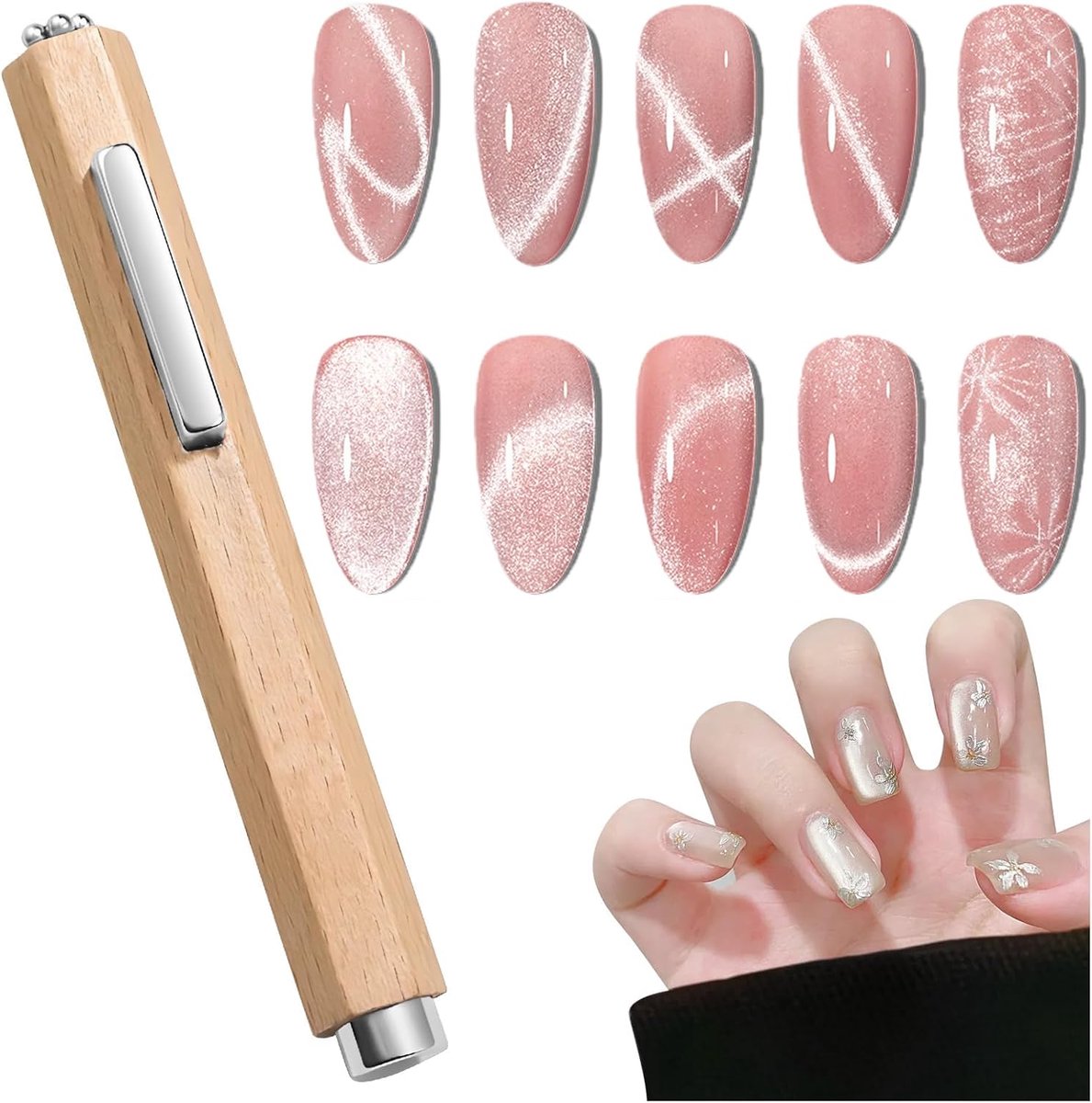 Unghie 3-in-1 Cat Eye Nails Magnet with Handle, Versatile Magnetic Tool for Gel and Nail Art - ShopVlot
