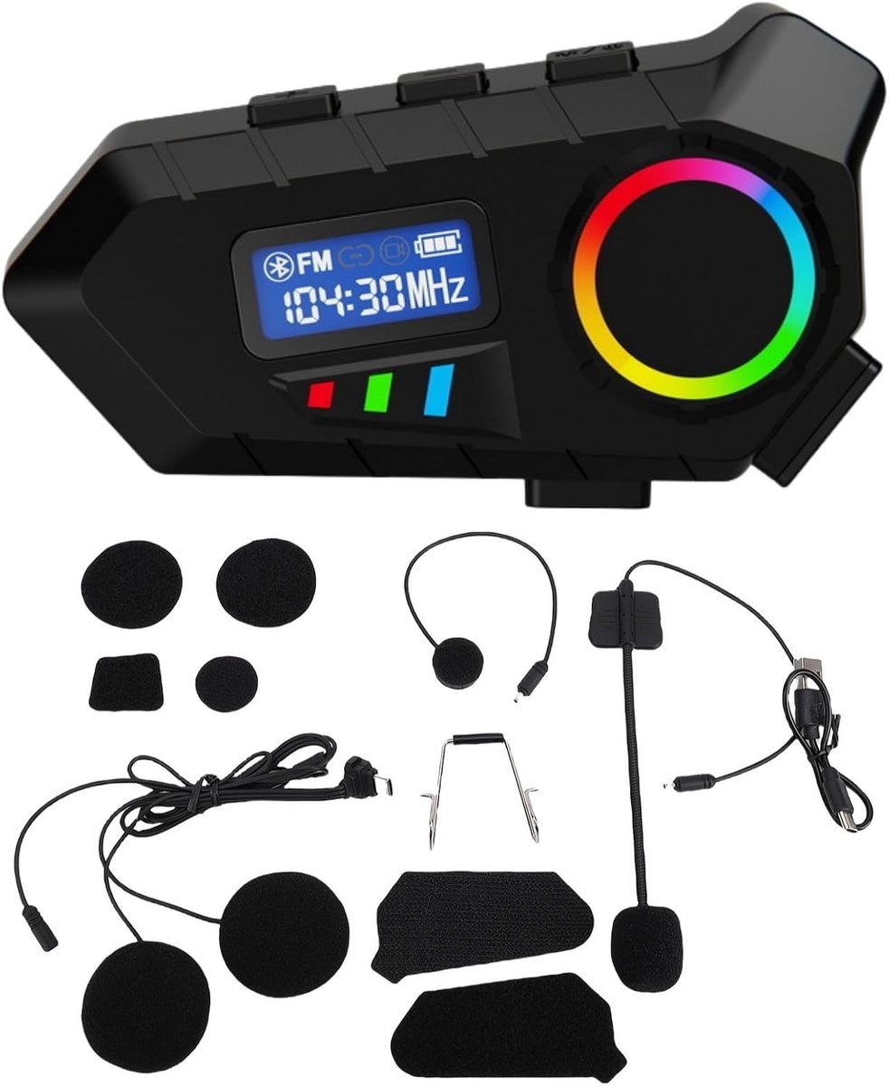 Bluetooth-hoofdtelefoon, hifi-geluid, ruisonderdrukking, lange batterijduur, IP65, waterdicht, voor motorrijders