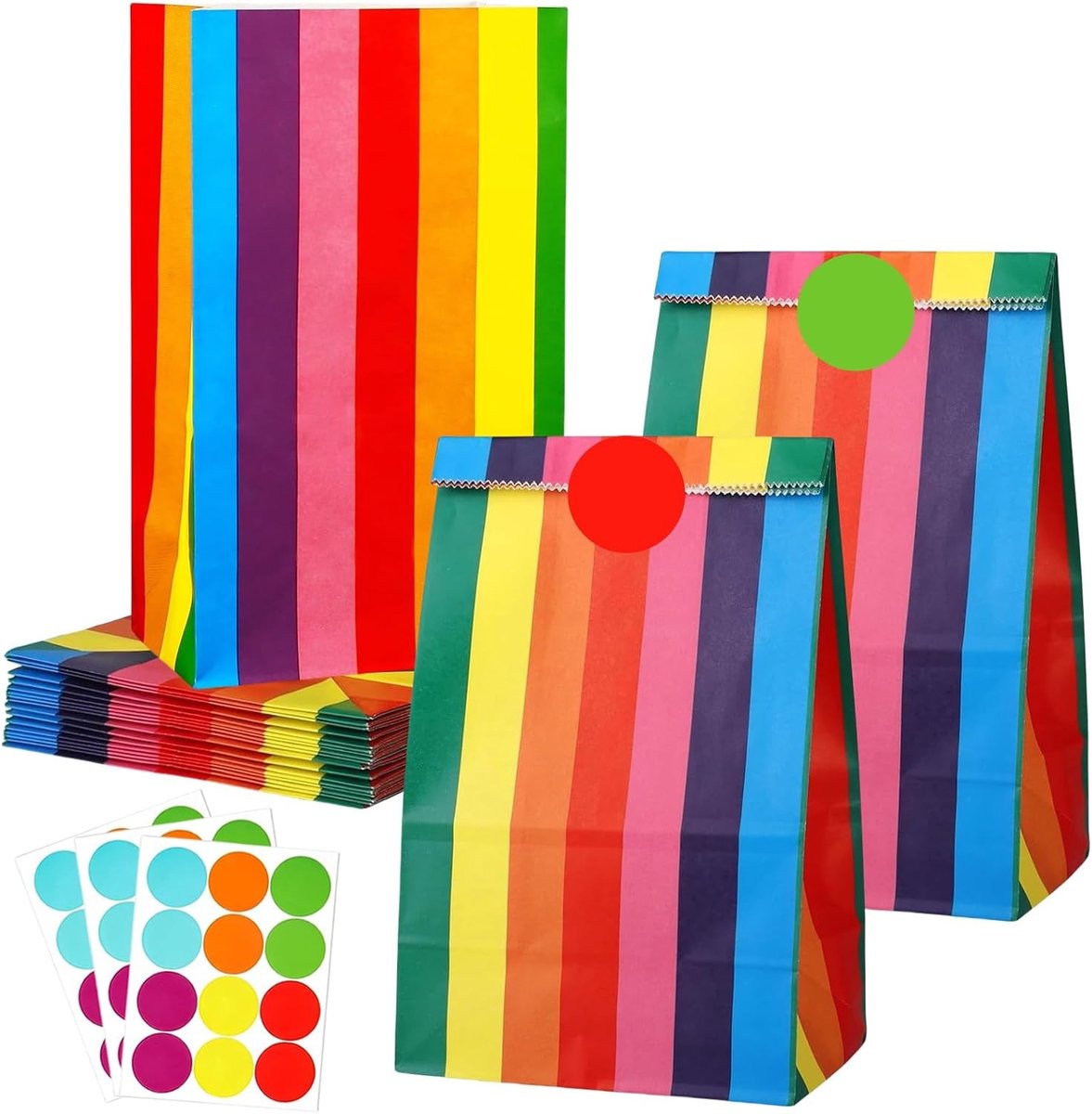 30 Stuks Papieren Cadeautassen voor Feestjes, Verjaardagen en Seizoensgebonden Evenementen met Stickers voor Kerst en Halloween